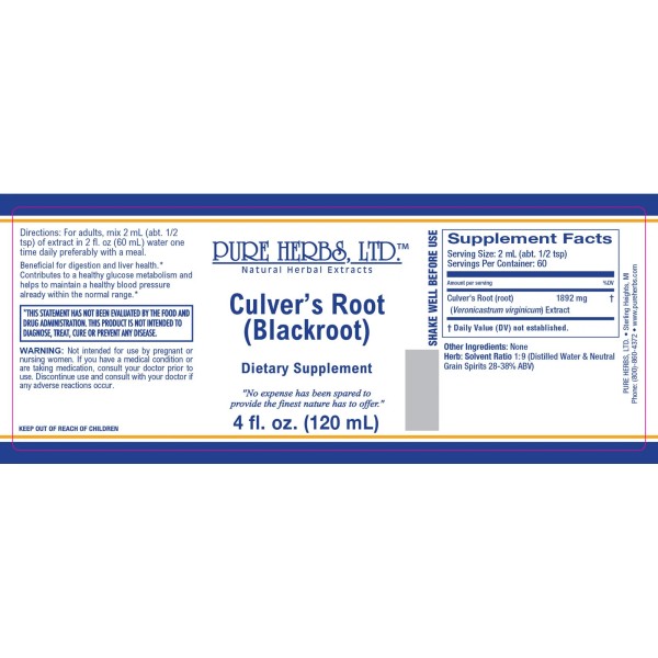 Pure Herbs: Culver's Root (Blackroot) - 4 oz.