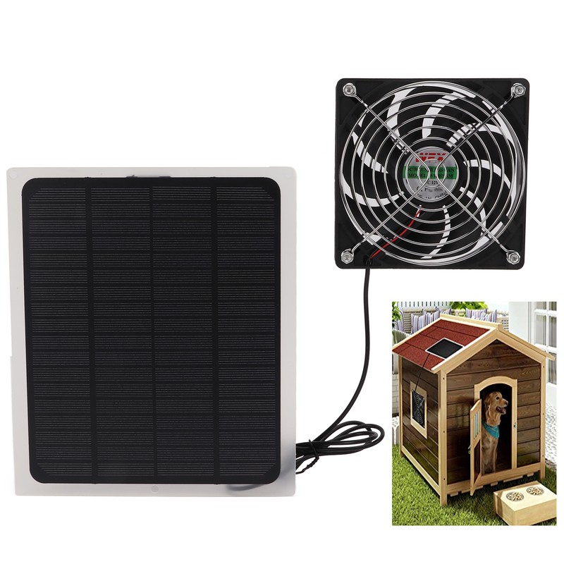 10W Solar Panel Fan Kit Waterproof Cooling Ventilator for Dog