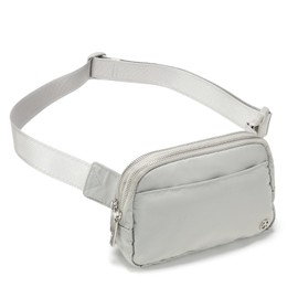 Pander Everywhere Belt Bag for Women, 5 Zipper Pockets Nylon Crossbody Fanny Pack Purse (Seal Grey)