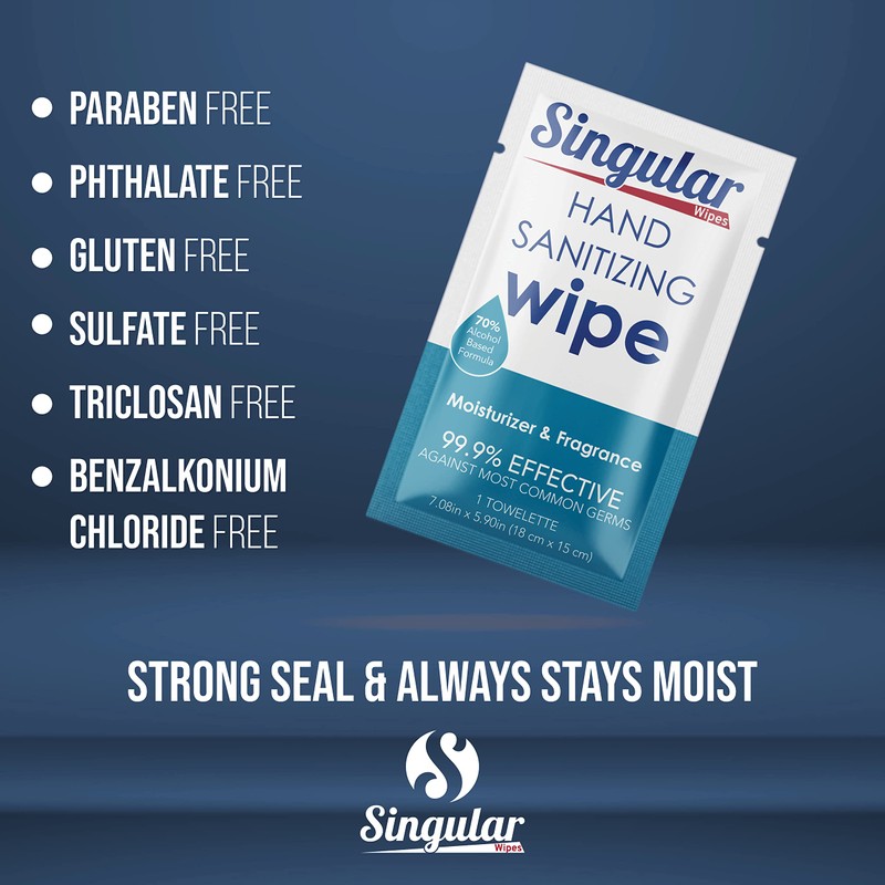 Hand Sanitizing Wipes Travel Size by Singular Wipes – 24ct
