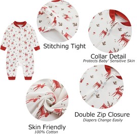 MAMIMAKA Baby Christmas One-Piece Footless Romper Zip Jumsuit Newborn Clothes Outfits, 18-24 Months