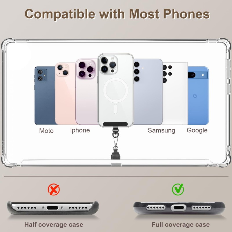 YFWE Phone Tether Tab, 360° Rotatable Ultra-thin 0.2mm, Universal Stainless