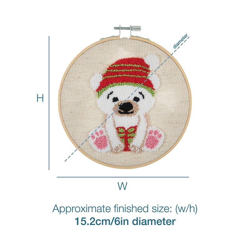Trimits Embroidery Punch Needle Hoop Kits, 15.2cm 6”, Bear