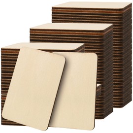 ZEONHAK 120 PCS 1/8 x 2 x 3 Inch Unfinished Wood Rectangles, Blank Natural Poplar Wood, Rectangle Wooden Slices, Wood Tiles for Crafts, DIY Decorations, Coasters