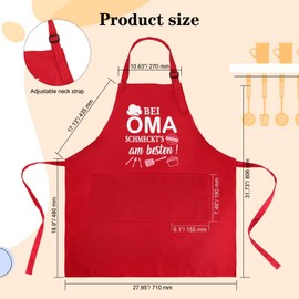 HOWAF Apron Grandma Gift, Apron for Grandma Cooking Apron Women, Grandma Apron with Pockets, Grandma Gifts, Grandma Birthday, Gifts for Grandma Christmas Birthday Gift Mother's Day Gift, red