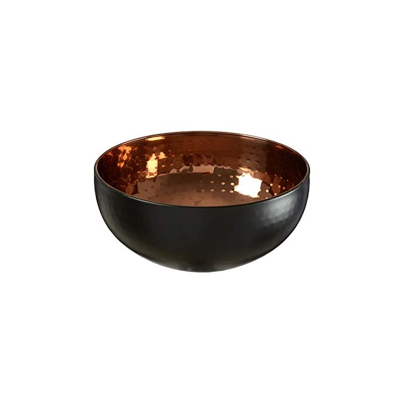 Premier Housewares Mixology Hammered Bowl Ornament, Stainless Steel, Copper/Black -