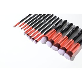 MUBOX 14 Brochas de maquillaje kabuki Rose Gold Profesionales Gran Aplicacin Suaves y Firmes100 Veganas y cruelty free (Negro)                        