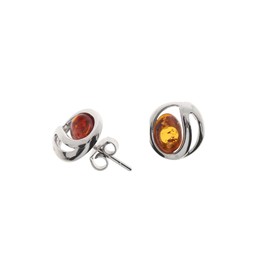 Artisana Jewellery Amber Stud Earrings Made of Amber and Rhodium-Plated 925/000 Sterling Silver