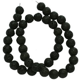 Black Lava Rock Beads Strand for Jewelry Making, Essential Oils, Bracelets (Round, 6mm)