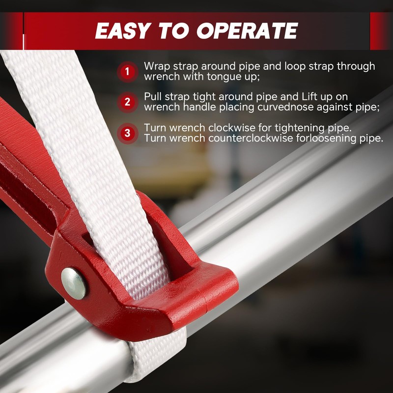 weyleity 12 Inch Pipe Strap Wrench | Adjustable Nylon Strap