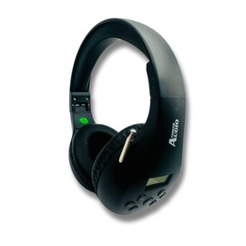 KQEC FM Radio Headphones Adjustable with Pull-Out Antenna - Portable Personal Radio for Walking Jogging Relaxing | Battery Powered | 2 AA Batteries Not Included (Black & Pink)