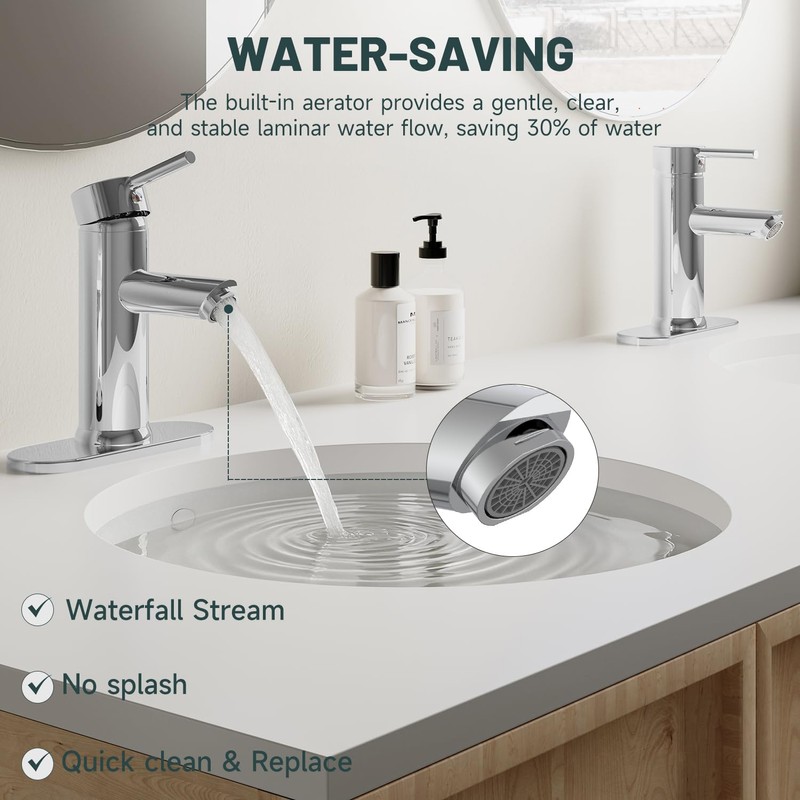 Greenspring Chrome Bathroom Faucets, Single Handle Bathroom Faucet 1 Hole