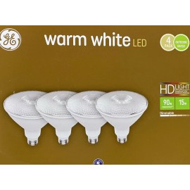 GE Lighting (pack of 4) GE warm white LED PAR38 Flood Light, Indoor Outdoor, 15 watt, 1200
