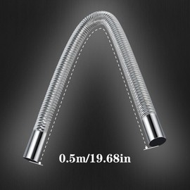 ALI2 Exhaust Hose for Generator - 50 cm Exhaust Hose Additional Heating Exhaust Stainless Steel Exhaust Silencer - Car Exhaust Pipe with Two Stainless Steel Clamps for Diesel Heating