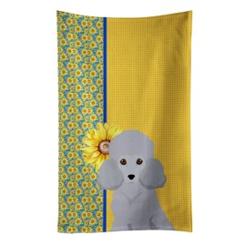 Caroline's Treasures Decorative Absorbent Summer Sunflower Kitchen Dish Hand Towel Cloth with Breed of Dog, Poodle-Toy Silver