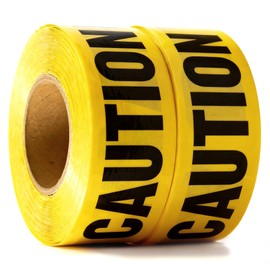 Caution Tape 2 Pack 3 inch x 1000 feet, Bright Yellow w/Bold Black Text, 3" Wide for Maximum Readability Strongest & Thickest Tape for Danger/Hazardous Areas