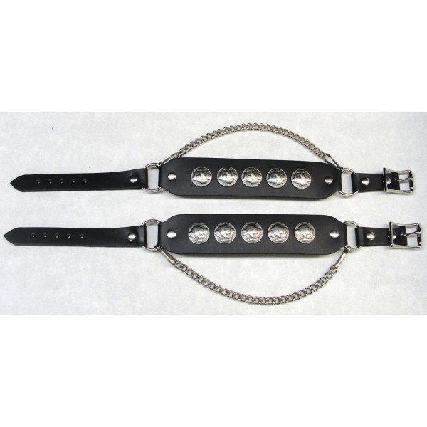 Manzoor Full Grain Leather Boot Straps Chains Buffalo Nickel High