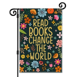 JMYROG Read Books Change the World Garden Flag, Double Sided Yard Outdoor Kids Reading Room Classroom Decor Flag, Bookworms Flag, Book Club Gifts for Teacher Reading Lovers, Funny Book Reading Flag