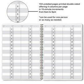 Appointment Book 104 pages 4 Columns per Page Undated Salons, Spas/Hair & Beauty 15 Minute Hourly Daily Planner 6am to 9pm Schedule Book Organisation Book Spiral Wire Bound #1587