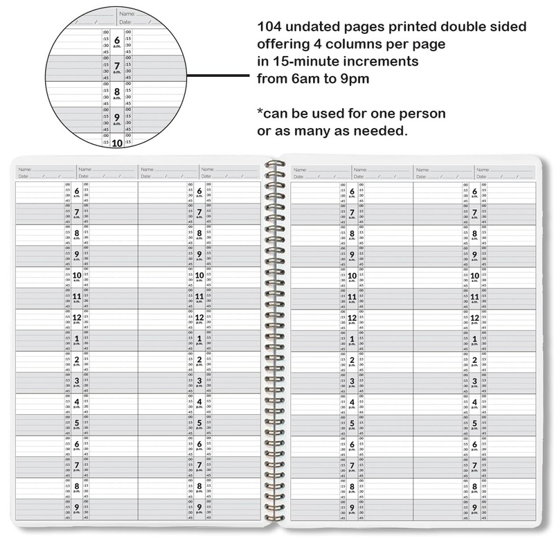 Appointment Book 104 pages 4 Columns per Page Undated Salons,