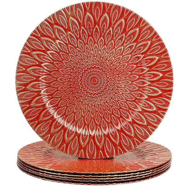 SforGUVA Red Charger Plates, 13 Inch Set of 6 Plastic