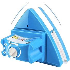 KOKITEA Double-Sided Window Cleaner Glass Wiper Magnetic Cleaning Tools, 5-Gears Adjustable Magnetic Glider Washing Brush Tools, for High-Rise Double Thick Glazed Windows Thickness 0.3"-1" (Blue)