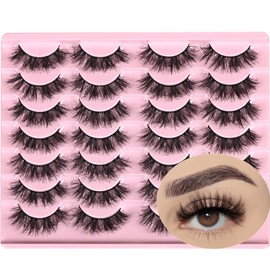 FARRED Fluffy Lashes Natural False Eyelashes Short Wispy Lash Pack 14 Pair Natural Look Cat Eye Strip Eyelash Small Fake Lashes Full Pestañas Sets for MUA and Beginners Daily Makeup (F11 | 7-16mm)