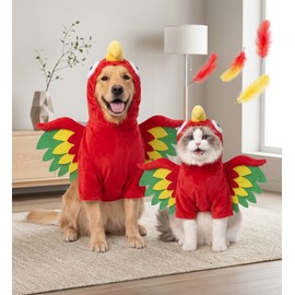 Turkey Costume for Dogs and Cats – Colorful Hooded Outfit with Cartoon Wings for Halloween Parties and Pet Photos