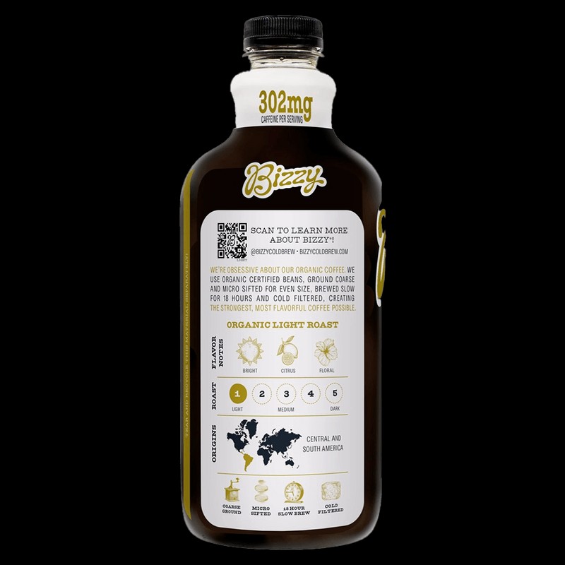 Bizzy Coffee Organic Light Roast Unsweetened Cold Brew 48 OZ