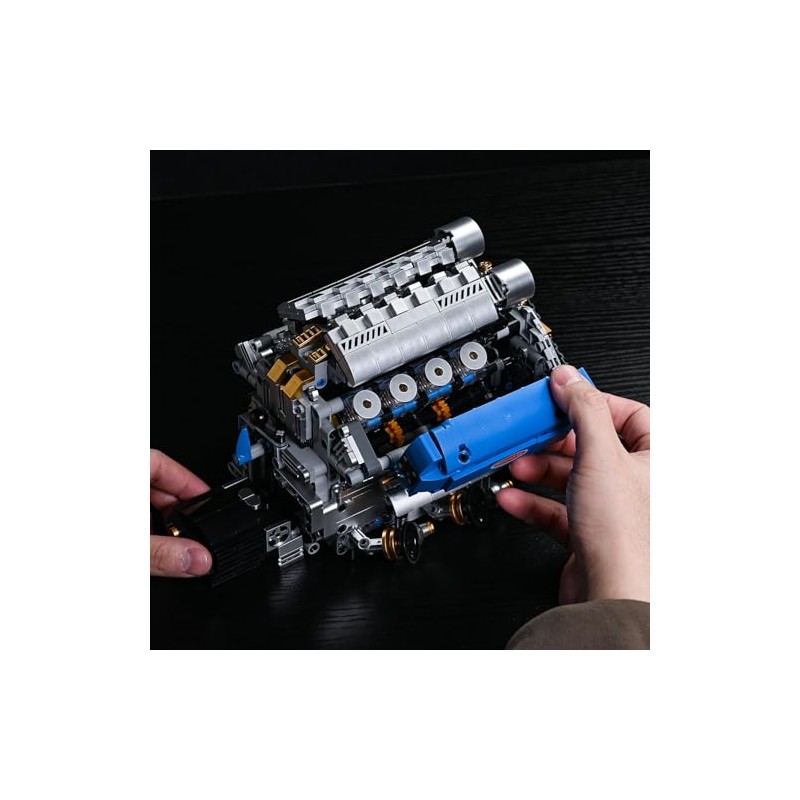 UNCLE BRICK V8 Engine Model Kit That Runs, Motorized Engine