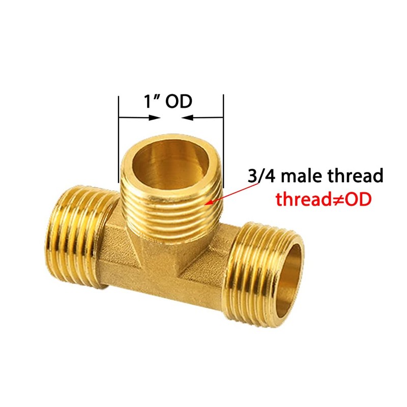 Joywayus Brass Pipe Fittings 3/4"NPS Male Forged Tee Pipe Tube