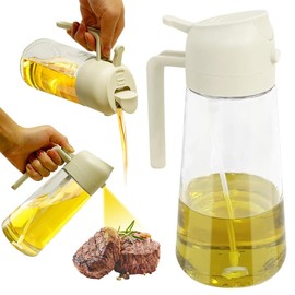 Liujiami 600ml 2-in-1 Sprayer Design Öl Spender Flasche Automatisch Klappbar Olivenöl-Sprüher Auslaufsicher Essigsprüher für Küche Kochen Heißluftfritteuse Braten Salat Backen Grillen
