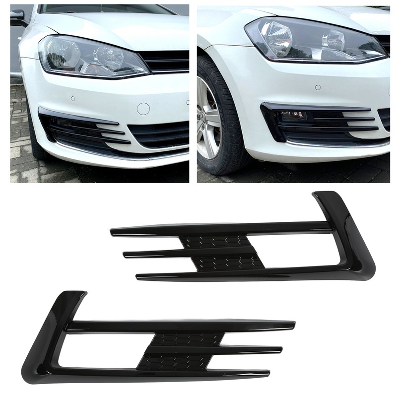 Glossy Black Front Fog Lamp Eyebrow Eyelid Cover Trim Replacement