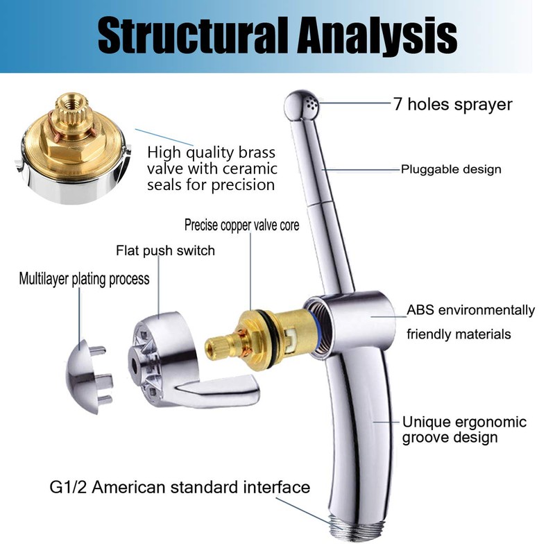 Hand Held Bidet sprayer for Toilet Showerhead Cleaning Kit Bathroom