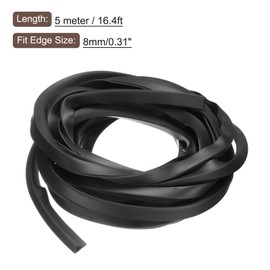 sourcing map sourcing map U Channel Edge Trim, 16.4ft Length Rubber Guard Seal Strip Edge Protector Flat Type Fit for 8mm Edge, (7/16" W x 15/32" H) Black