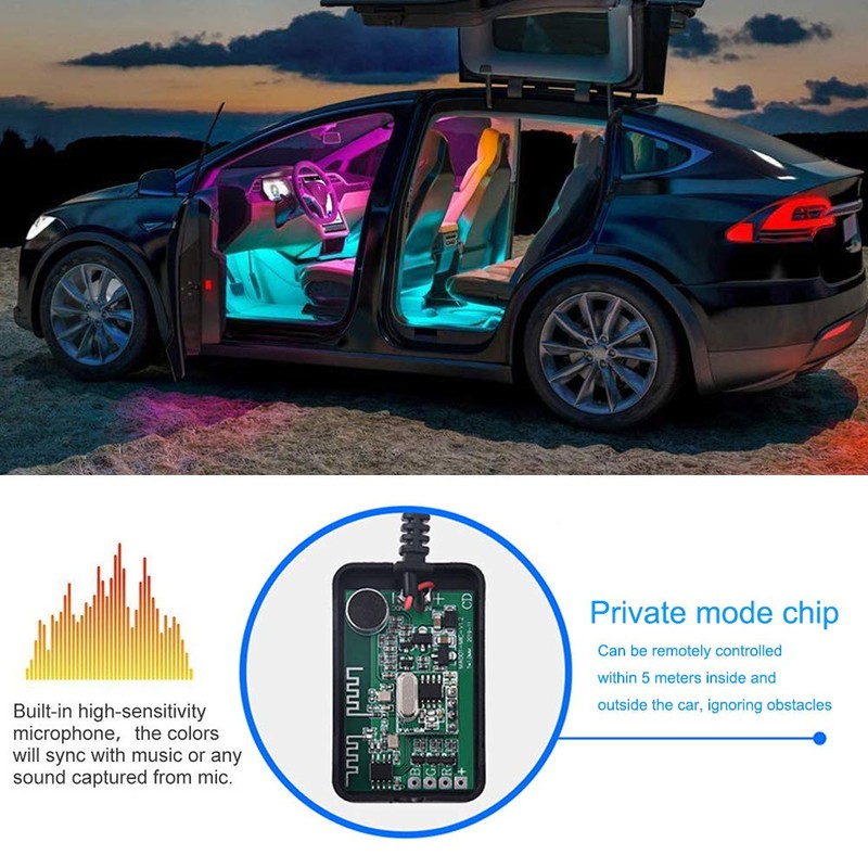 TABEN Car Footwell Atmosphere Light Kit, Music Synchronisation Multicoloured RGB