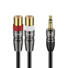 J&D 3.5 mm to Dual RCA Audio Cable, Heavy Duty 3.5mm Male to 2 RCA Female Gold Plated Copper Shell Stereo Audio Adapter Cable, 1 Feet