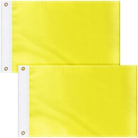 2 Pcs Yellow Quarantine Flag Blank Nautical Quarantine Message Flags Solid Color Nylon Boat Flag for Marine Sailing Port Entry, 12" x 18"