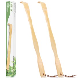HOFASON 2 Pack Wooden Bamboo Back Scratcher for Adults Men Women, Christmas Stocking Stuffers, White Elephant Gifts for Adults, 16.5 Inch Long Handle Back Scratchers for Thanksgiving Birthday Gifts