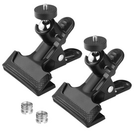 TranRantic Cloud Head Clip, Strong 2 Piece Camera Stand Clip, Large Camera Clamp with 1/4" to 3/8" Conversion Screw Adapter, Smartphone Stand, Clip Holder, Compatible with SLR, Strobe, DSL, Studio