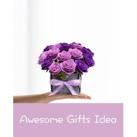 BAZIMA DIY Felt Flower Art Craft Kit, DIY Purple Rose Pot Bonsai Kit, Floral Gifts, Beginner Craft Kit, Arrange Pre-Cut Flowers and Foliage