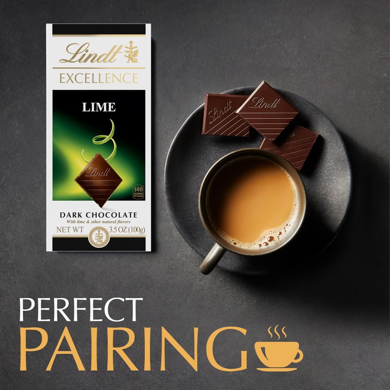 Lindt EXCELLENCE Lime Dark Chocolate Candy Bar, 12 Pack, 3.5