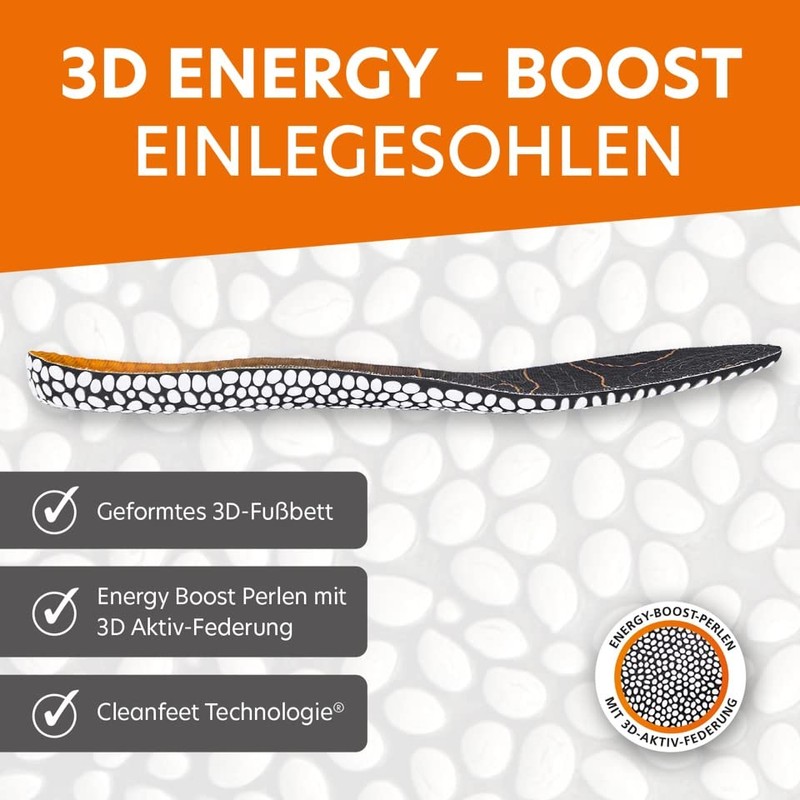 Active Energy Insole with Cleanfeet Technology, 100% Natural (39-41)