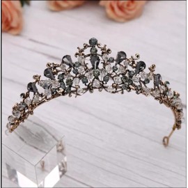 Unbranded Dark Vintage Crown Baroque Tiara Gray Goth Prom Queen diadem