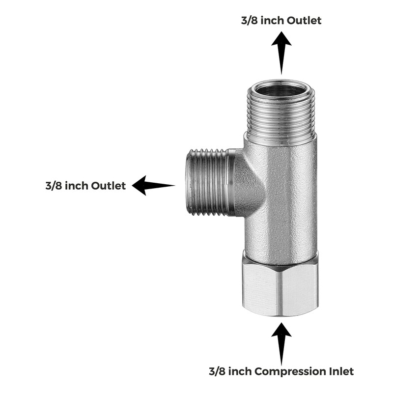 Stanweemix Bass 3/8 Compression Tee Valve Adapter - 3 Way,