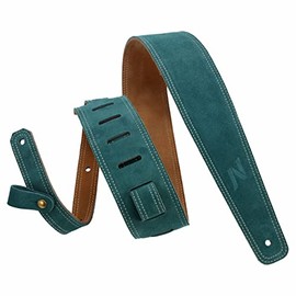 Nefelibata Correa de guitarra, 2.5 pulgadas de ancho, correas de guitarra bávara de cuero pulido con acolchado de espuma y bucle de almacenamiento de 