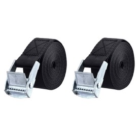 YAPJEB Cargo Tightening Belt, Luggage Belt, Lashing Belt, Tie-Down Belt, Packing Belt, Fastening Belt, Bands, Load Tightening, Bicycle, Motorcycle, Cargo Bed, Packing, Loading, Multi-purpose, Typhoon Earthquake Countermeasure (6.6 ft (2 m), Black - Width