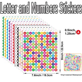 Letter Stickers Small 8 Sheets 1344 PCS Alphabet Sticker 0.5in Vinyl Self-Adhesive Number Alphabet Stickers, for Water Bottles Cup, DIY Crafts Art Making, Notebook,Scrapbooking Bulletin Board Decor