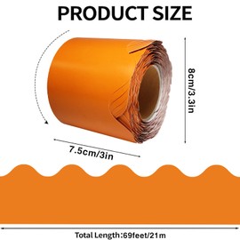 69 Feet Scalloped Bulletin Board Borders，Holiday Decoration for School，Scalloped Borders Classroom Bulletin，for Classroom Décor, Bulletin Board Trim Doors Decoration Strips（Orange）