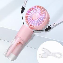 JIZZU Tragbarer Handventilator mit Wassernebel, 4000mAh Mini Ventilator USB, Wasserventilator mit 4 Geschwindigkeiten, Batteriebetriebener kleiner Ventilator für Büro, Reise und Camping